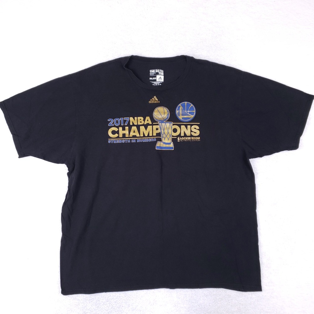 Adidas 2017 NBA Champions Golden State Warriors Shirt Mens 2XL Black GSW Tee